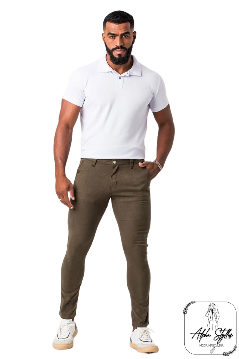 Calça Chino Sarja Militar Masculina