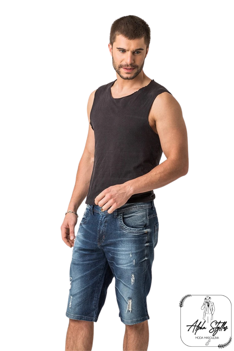 Bermuda Jeans Masculina Puídos